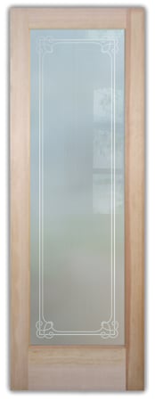 Interior Door with a sandblast Frosted Glass Borders Design Custom-Designed Decorative Etched Glass