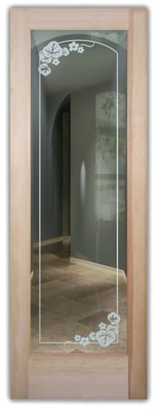 Front Door featuring a Frosted Glass Borders Design Sandblast Etched Glass Ivy Border Design by Sans Soucie