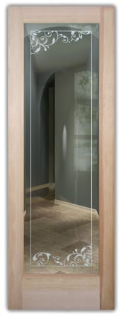 Front Door featuring Frosted Glass Design Etched Glass by Sans Soucie Art Glass with Custom Borders Design McBeth Border