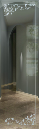 Interior Glass Insert featuring Frosted Glass Design Etched Glass by Sans Soucie Art Glass with Custom Borders Design McBeth Border