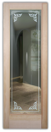 Front Door featuring a Frosted Glass Borders Design Sandblast Etched Glass Promenade Border Design by Sans Soucie