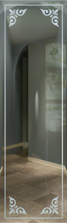 Door Glass Insert featuring a Frosted Glass Borders Design Sandblast Etched Glass Promenade Border Design by Sans Soucie