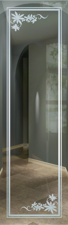 Door Glass Insert with Frosted Glass Borders Spring Flowers Border Design by Sans Soucie