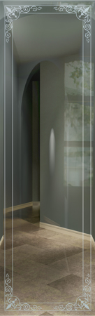 Door Glass Insert with a sandblast Frosted Glass Borders Design Custom-Designed Decorative Etched Glass