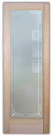 Interior Door with a sandblast Frosted Glass Borders Design Custom-Designed Decorative Etched Glass