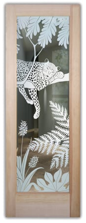 Front Door with Frosted Glass Wildlife Cheetah Design by Sans Soucie