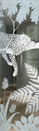 Door Glass Insert with Frosted Glass Wildlife Cheetah Design by Sans Soucie