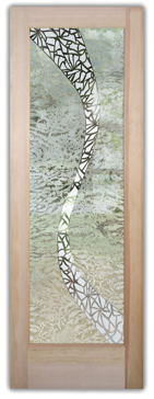 Art Glass Front Door Featuring Sandblast Frosted Glass by Sans Soucie for Semi-Private with Abstract Cyclone Design