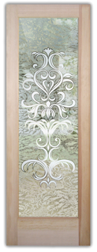 Front Door with Frosted Glass Traditional Demure Scrolls Design by Sans Soucie