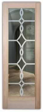Handcrafted Etched Glass Interior Door by Sans Soucie Art Glass with Custom Traditional Design Called Diamond Beads Creating Not Private