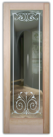 Front Door featuring a Frosted Glass Traditional Design Sandblast Etched Glass Elegant Design by Sans Soucie