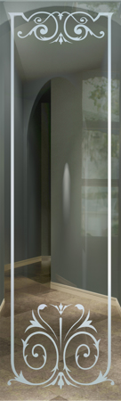 Door Glass Insert featuring a Frosted Glass Traditional Design Sandblast Etched Glass Elegant Design by Sans Soucie
