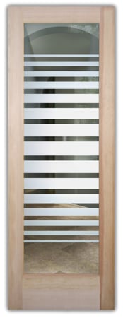 Front Door with a sandblast Frosted Glass Geometric Design Custom-Designed Decorative Etched Glass