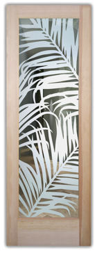 Handmade Sandblasted Frosted Glass Interior Door for Not Private Featuring a Tropical Design Fern Leaves by Sans Soucie