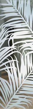 Handmade Sandblasted Frosted Glass Interior Insert for Not Private Featuring a Tropical Design Fern Leaves by Sans Soucie