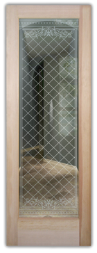 Handmade Sandblasted Frosted Glass Interior Door for Not Private Featuring a Traditional Design Filigree Lattice by Sans Soucie