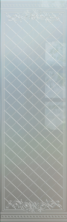 Interior Glass Insert featuring a Frosted Glass Traditional Design Sandblast Etched Glass Filigree Lattice Design by Sans Soucie