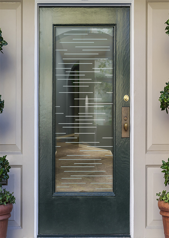 Finer Lines Not Private 1D Positive Clear Glass Front Entry Door Frosted Glass Exterior Doors Modern Style Sans Soucie