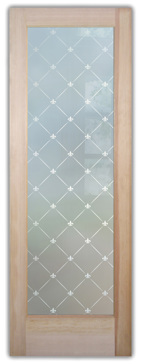 Interior Door with a Frosted Glass Fleur Diamonds Traditional Design for Private by Sans Soucie Art Glass