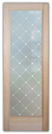 Interior Door with a Frosted Glass Fleur Diamonds Traditional Design for Semi-Private by Sans Soucie Art Glass