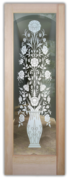 Custom-Designed Decorative Interior Door with Sandblast Etched Glass by Sans Soucie Art Glass Handcrafted by Glass Artists