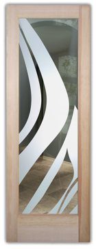 Handmade Sandblasted Frosted Glass Interior Door for Semi-Private Featuring a Abstract Design Flow by Sans Soucie