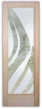 Handmade Sandblasted Frosted Glass Front Door for Semi-Private Featuring a Abstract Design Flow by Sans Soucie