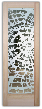 Handcrafted Etched Glass Interior Door by Sans Soucie Art Glass with Custom Trees Design Called Grain Creating Not Private