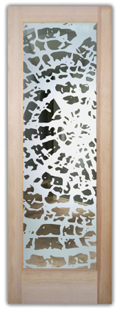 Front Door featuring Frosted Glass Design Etched Glass by Sans Soucie Art Glass with Custom Tree Design Grain