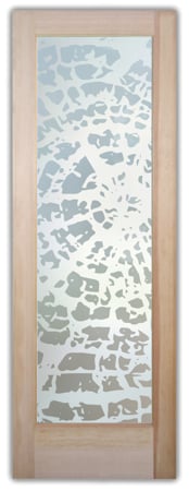 Pantry Door featuring Frosted Glass Design Etched Glass by Sans Soucie Art Glass with Custom Tree Design Grain