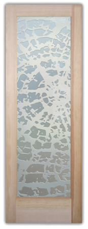 Interior Door featuring Frosted Glass Design Etched Glass by Sans Soucie Art Glass with Custom Tree Design Grain
