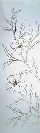 Interior Glass Insert with a sandblast Frosted Glass Tropical Design Custom-Designed Decorative Etched Glass
