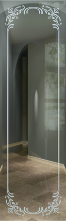 Interior Glass Insert with a Frosted Glass Lenora Border Borders Design for Semi-Private by Sans Soucie Art Glass