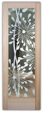 Handmade Sandblasted Frosted Glass Interior Door for Not Private Featuring a Geometric Design Maypop by Sans Soucie