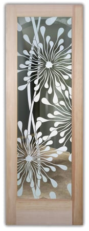 Front Door featuring a Frosted Glass Geometric Design Sandblast Etched Glass Maypop Design by Sans Soucie