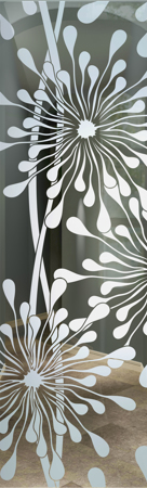 Door Glass Insert featuring a Frosted Glass Geometric Design Sandblast Etched Glass Maypop Design by Sans Soucie
