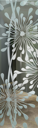 Door Glass Insert featuring a Frosted Glass Geometric Design Sandblast Etched Glass Maypop Design by Sans Soucie
