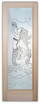 Interior Door with Frosted Glass Oceanic Mermaid Design by Sans Soucie