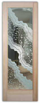 Custom-Designed Decorative Front Door with Sandblast Etched Glass by Sans Soucie Art Glass Handcrafted by Glass Artists