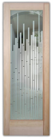 Pantry Door featuring Frosted Glass Design Etched Glass by Sans Soucie Art Glass with Custom Geometric Design Mosaics