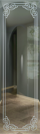 Interior Glass Insert with a Frosted Glass Naples Border Borders Design for Semi-Private by Sans Soucie Art Glass