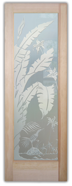 Handmade Sandblasted Frosted Glass Interior Door for Private Featuring a Tropical Design Natural Wonders by Sans Soucie