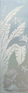 Handmade Sandblasted Frosted Glass Interior Insert for Private Featuring a Tropical Design Natural Wonders by Sans Soucie
