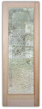 Handmade Sandblasted Frosted Glass Front Door for Semi-Private Featuring a Borders Design Parisian Border by Sans Soucie