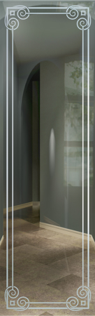 Door Glass Insert featuring a Frosted Glass Borders Design Sandblast Etched Glass Parisian Border Design by Sans Soucie