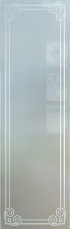 Door Glass Insert featuring a Frosted Glass Borders Design Sandblast Etched Glass Parisian Border Design by Sans Soucie