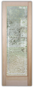 Art Glass Front Door Featuring Sandblast Frosted Glass by Sans Soucie for Semi-Private with Borders Pinstripe Border Design