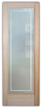 Art Glass Front Door Featuring Sandblast Frosted Glass by Sans Soucie for Private with Borders Pinstripe Border Design