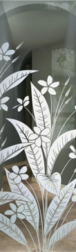 Handmade Sandblasted Frosted Glass Interior Insert for Not Private Featuring a Floral Design Plumeria by Sans Soucie