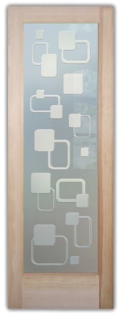 Interior Door featuring Frosted Glass Design Etched Glass by Sans Soucie Art Glass with Custom Geometric Design Rhombus